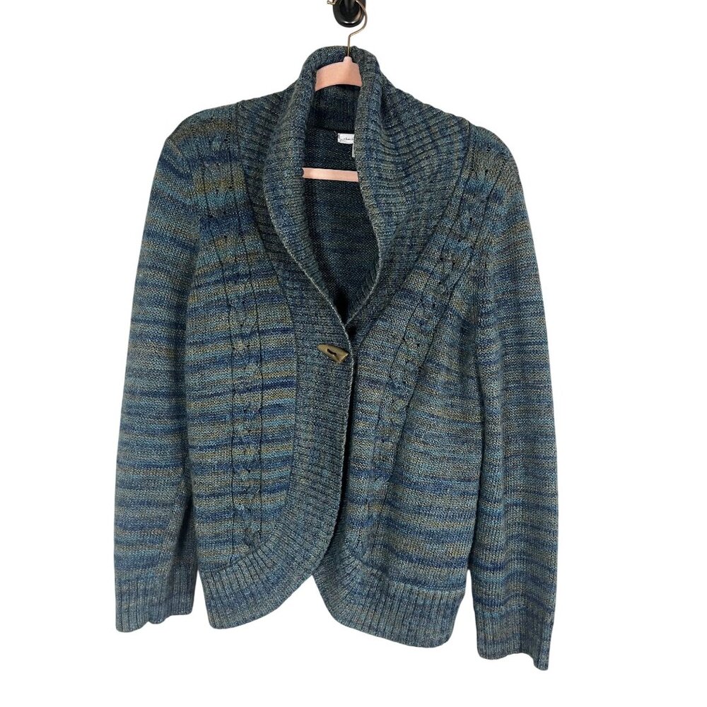 Christopher Banks Knit Shawl Sweater Cardigan Blue‎ L Grandpa Preppy Old Money